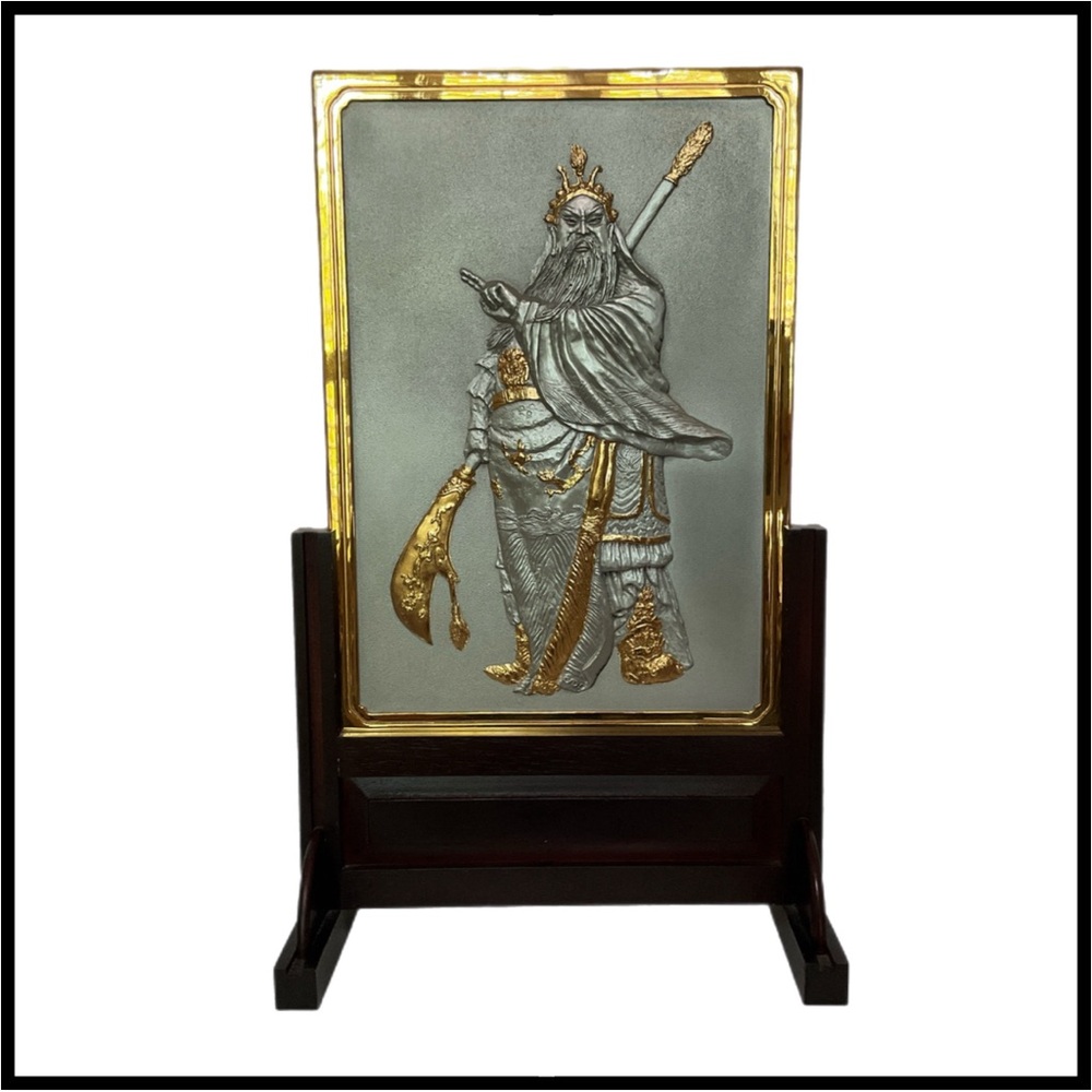 Guan Gong Pewter and Gold Plaque - Royal Selangor